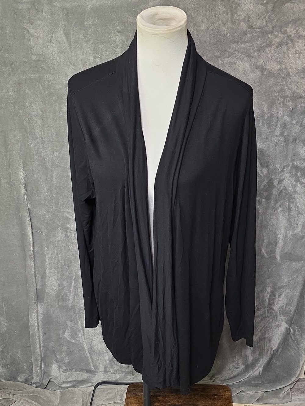 Claiborne Black Open-Front Draped Cardigan